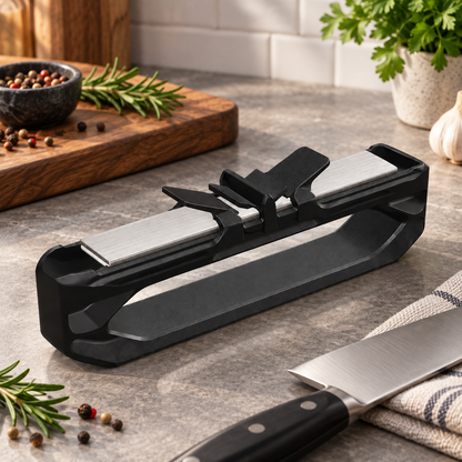 Manual Kitchen Knife Sharpener with Non-Slip Handle and Compact Design