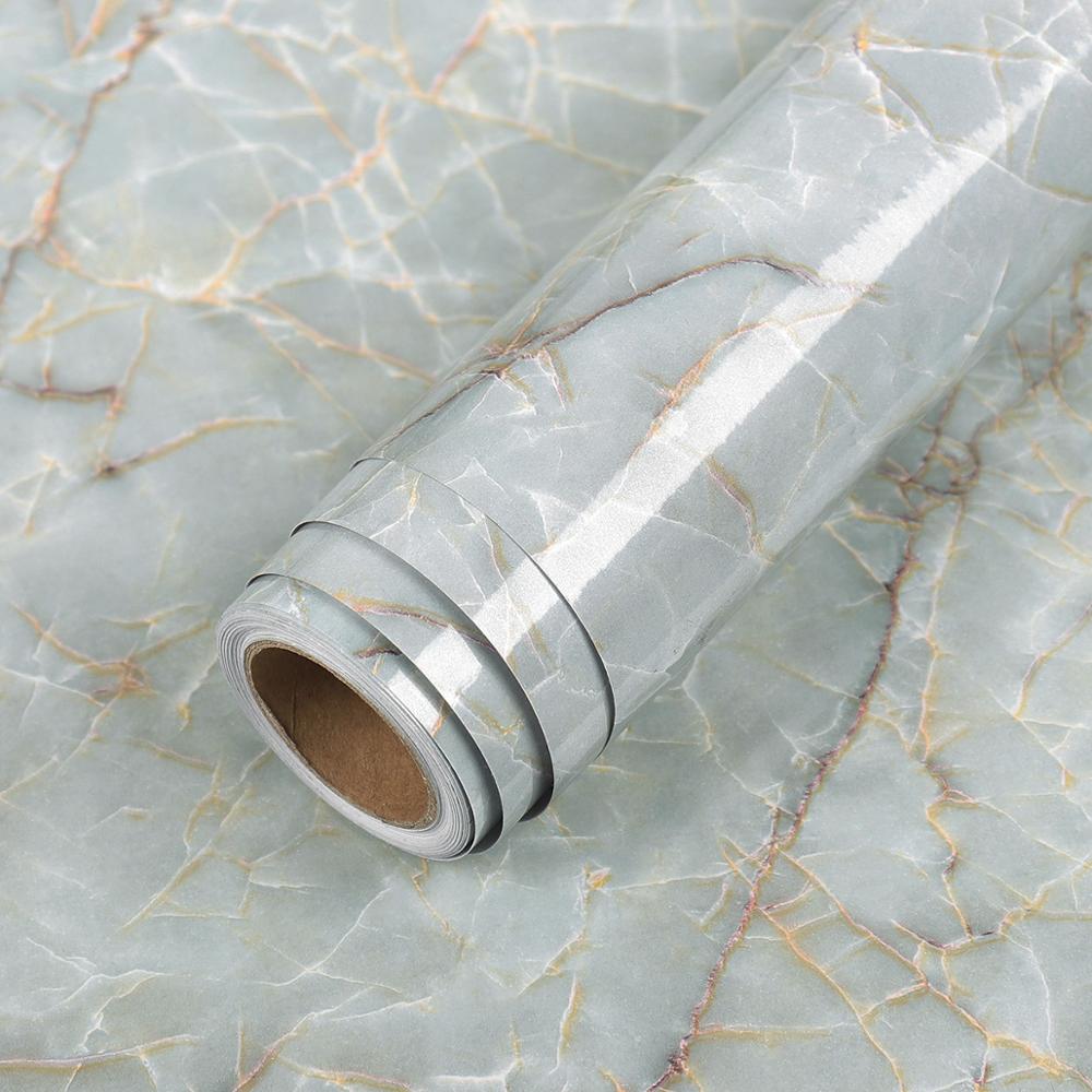Marble Effect Self Adhesive Vinyl Wrap Waterproof Furniture Film
