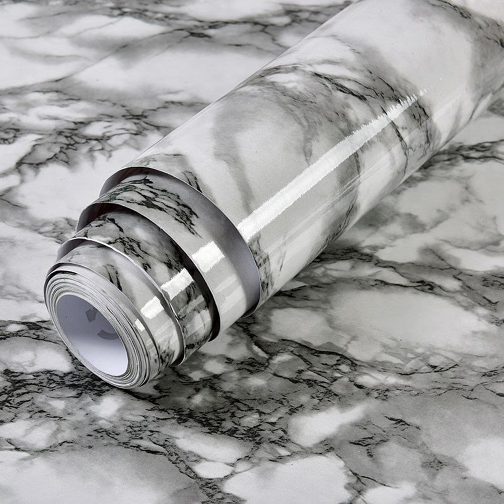 Marble Effect Self Adhesive Vinyl Wrap Waterproof Furniture Film