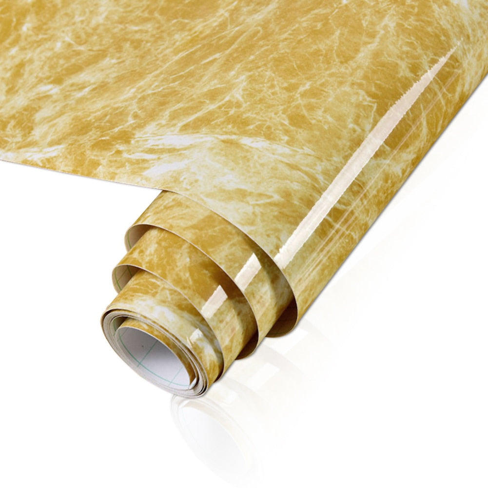 Marble Effect Self Adhesive Vinyl Wrap Waterproof Furniture Film