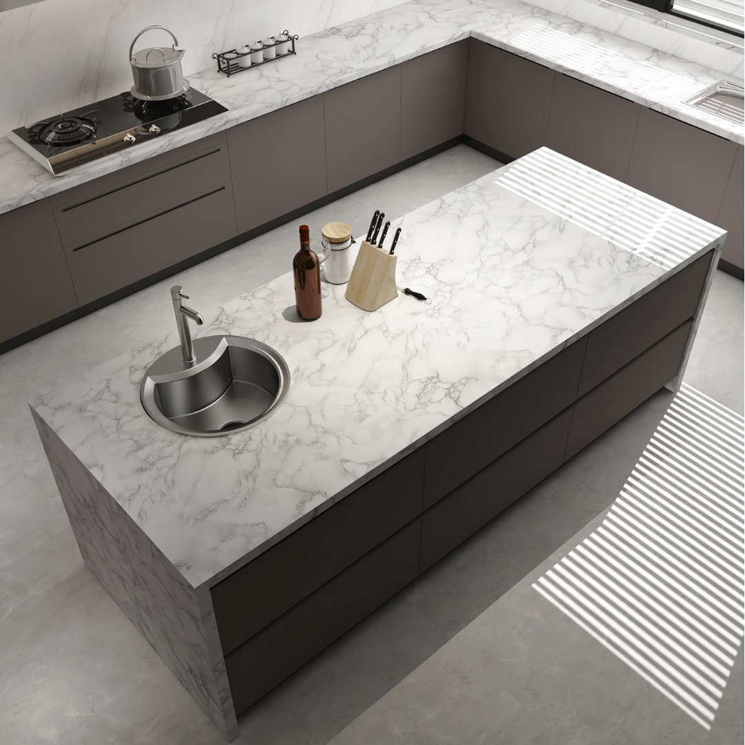 Marble Effect Self Adhesive Vinyl Wrap Waterproof Furniture Film