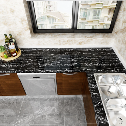 Marble Effect Self Adhesive Vinyl Wrap Waterproof Furniture Film