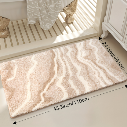 Marble Pattern Plush Bath Mat Non Slip Absorbent Bathroom Rug