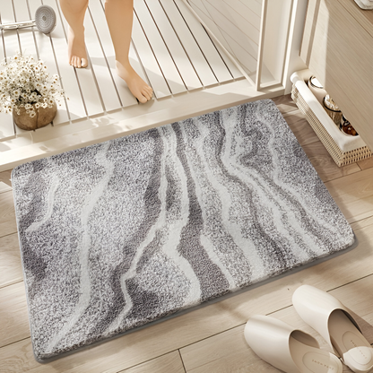 Marble Pattern Plush Bath Mat Non Slip Absorbent Bathroom Rug