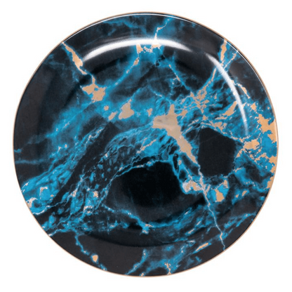 Marble Porcelain Dinner Plates Gold Rim Dessert Steak Plates