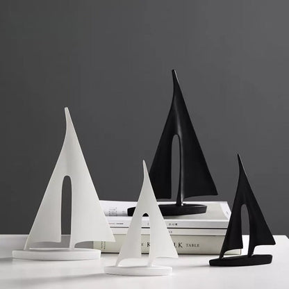 Maritime Sailboat Sculpture Elegant Minimalist Home Decor Accent