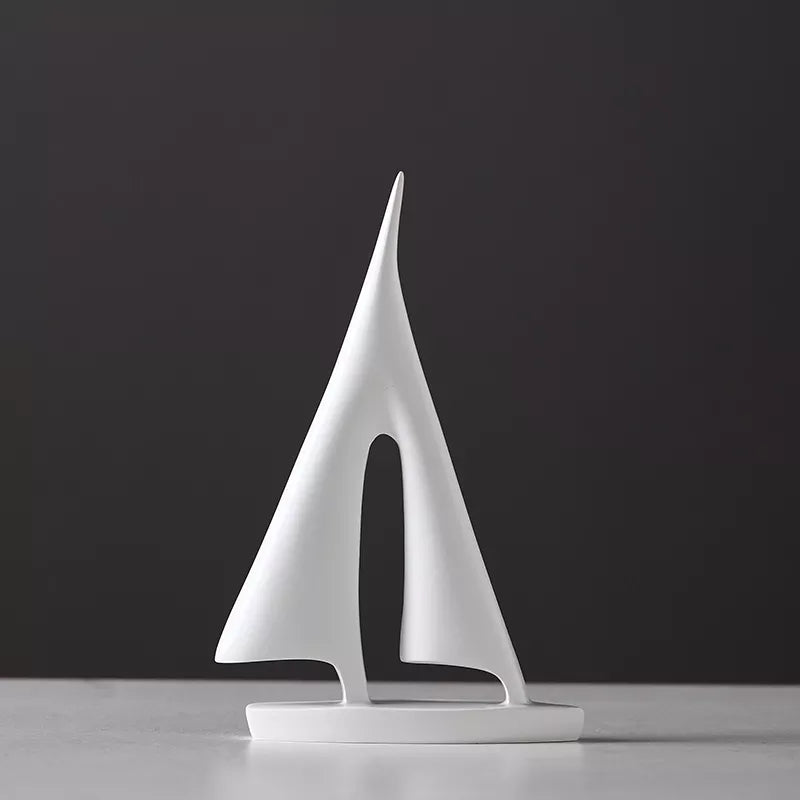 Maritime Sailboat Sculpture Elegant Minimalist Home Decor Accent