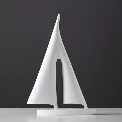 Maritime Sailboat Sculpture Elegant Minimalist Home Decor Accent