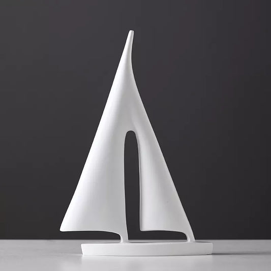 Maritime Sailboat Sculpture Elegant Minimalist Home Decor Accent