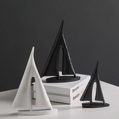 Maritime Sailboat Sculpture Elegant Minimalist Home Decor Accent