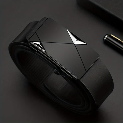 Men's Adjustable Leather Belt with Automatic Buckle