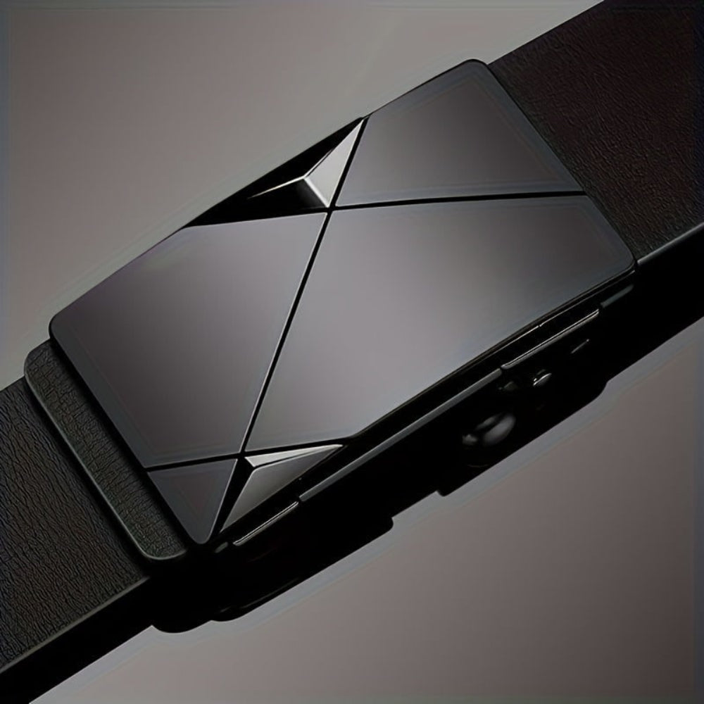 Men's Adjustable Leather Belt with Automatic Buckle