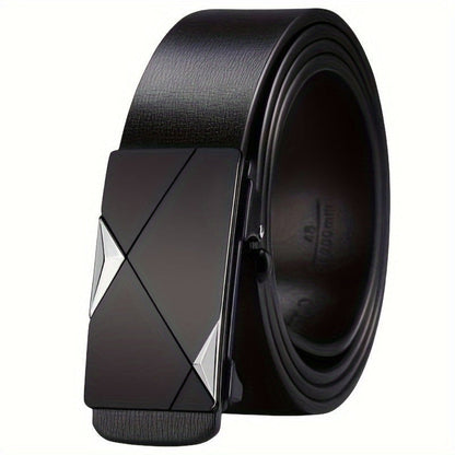 Men's Adjustable Leather Belt with Automatic Buckle