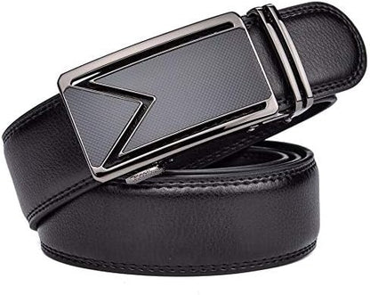 Mens Automatic Buckle Leather Belt Adjustable Ratchet Dress Casual Belt