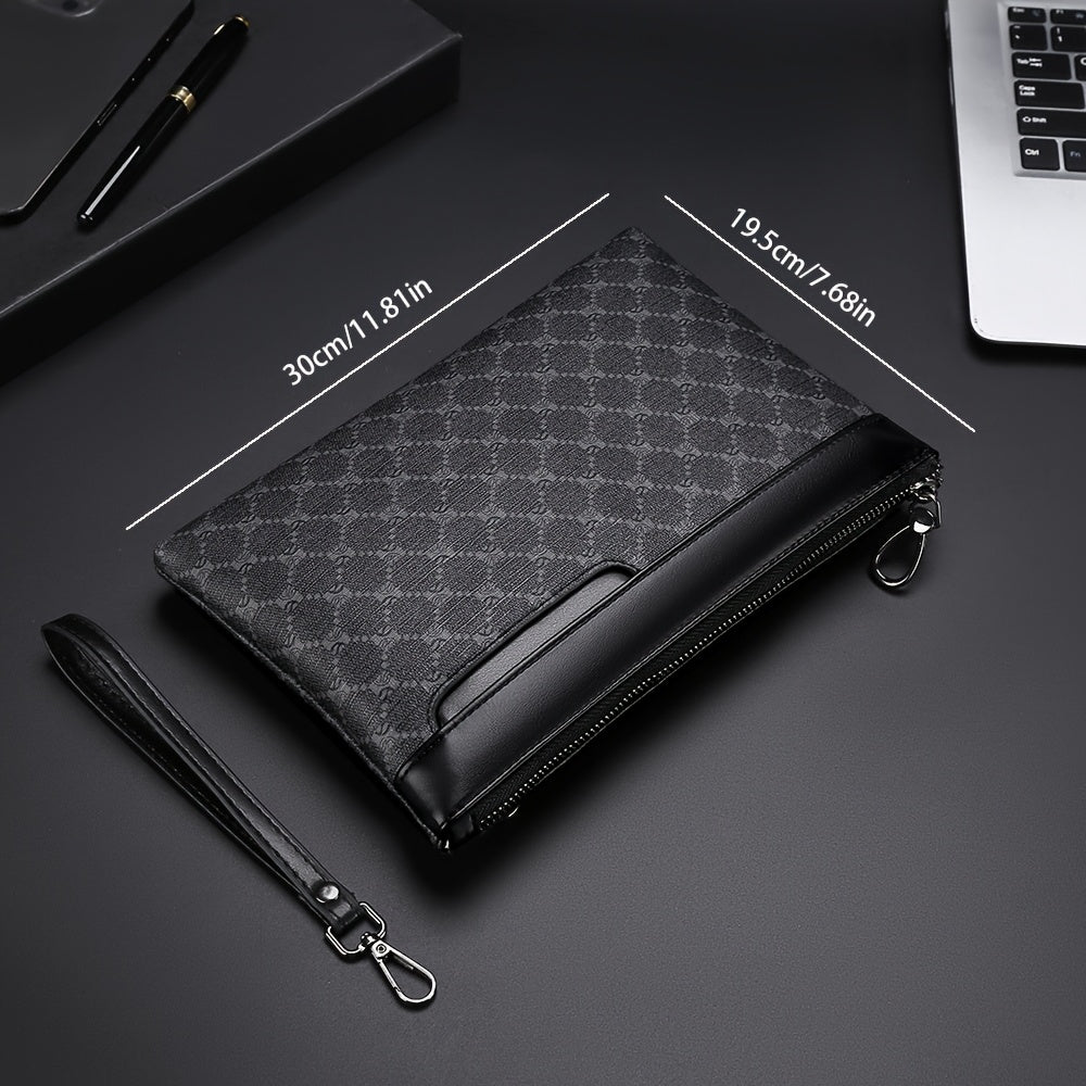 Men's Black PU Leather Clutch Compact Fashion Bag