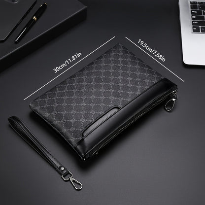 Men's Black PU Leather Clutch Compact Fashion Bag