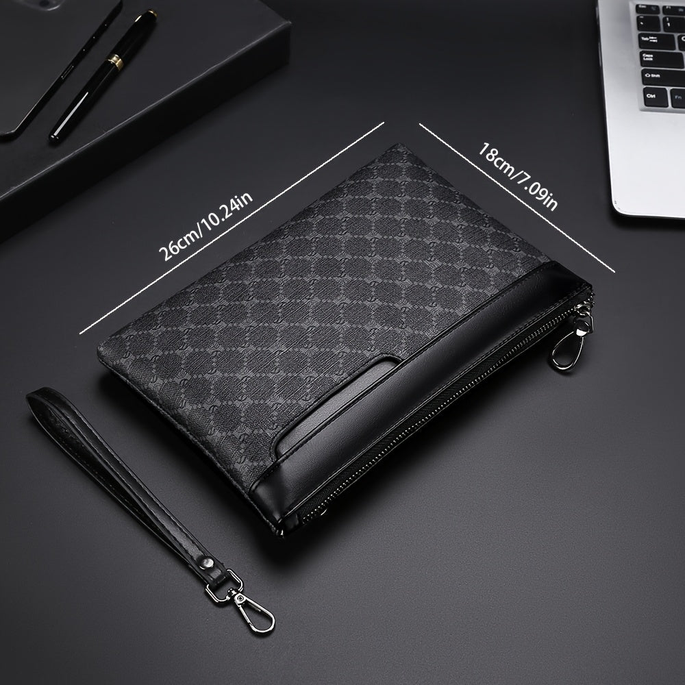 Men's Black PU Leather Clutch Compact Fashion Bag