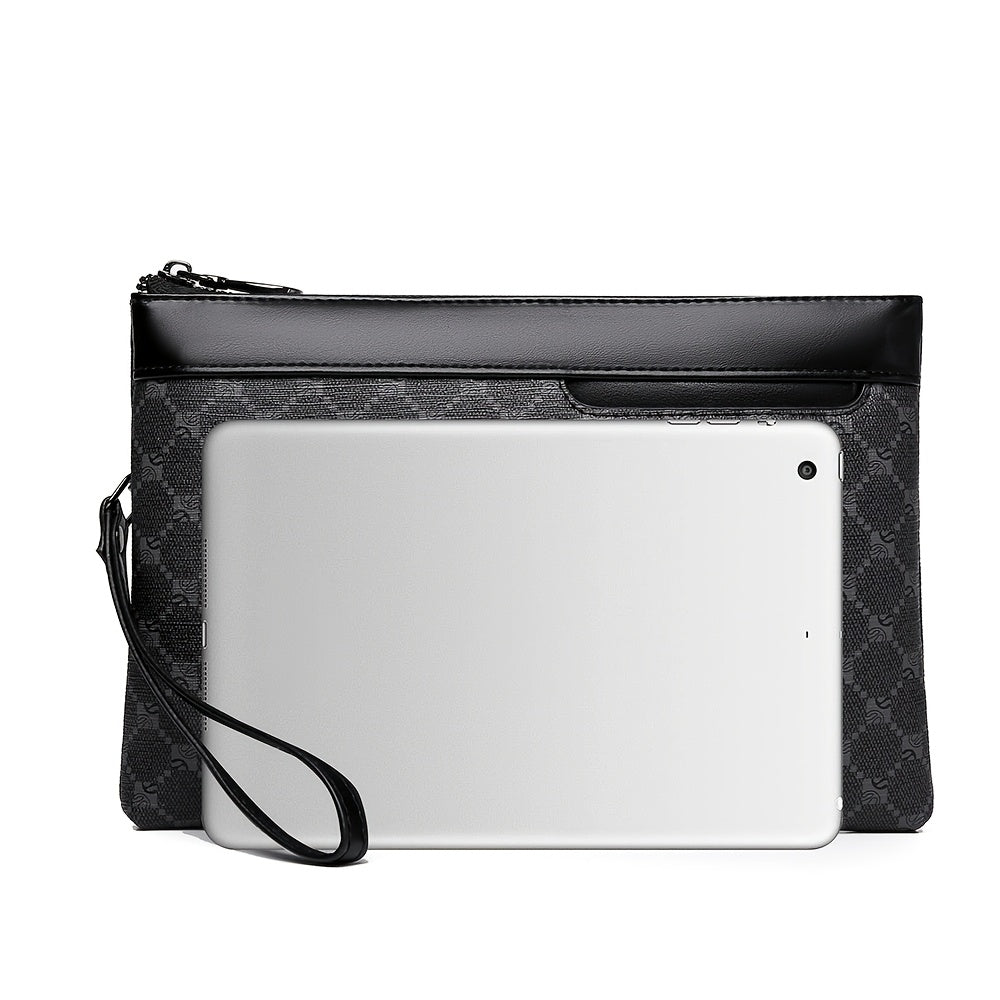 Men's Black PU Leather Clutch Compact Fashion Bag