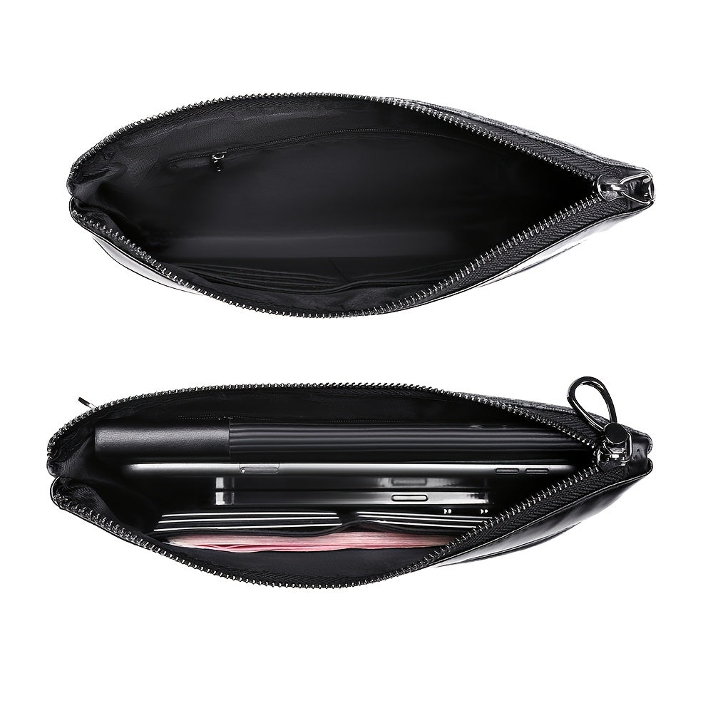 Men's Black PU Leather Clutch Compact Fashion Bag