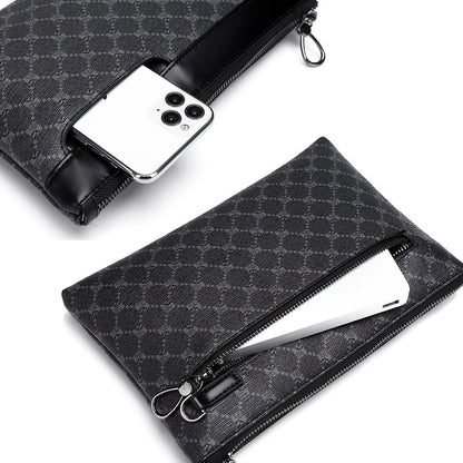 Men's Black PU Leather Clutch Compact Fashion Bag