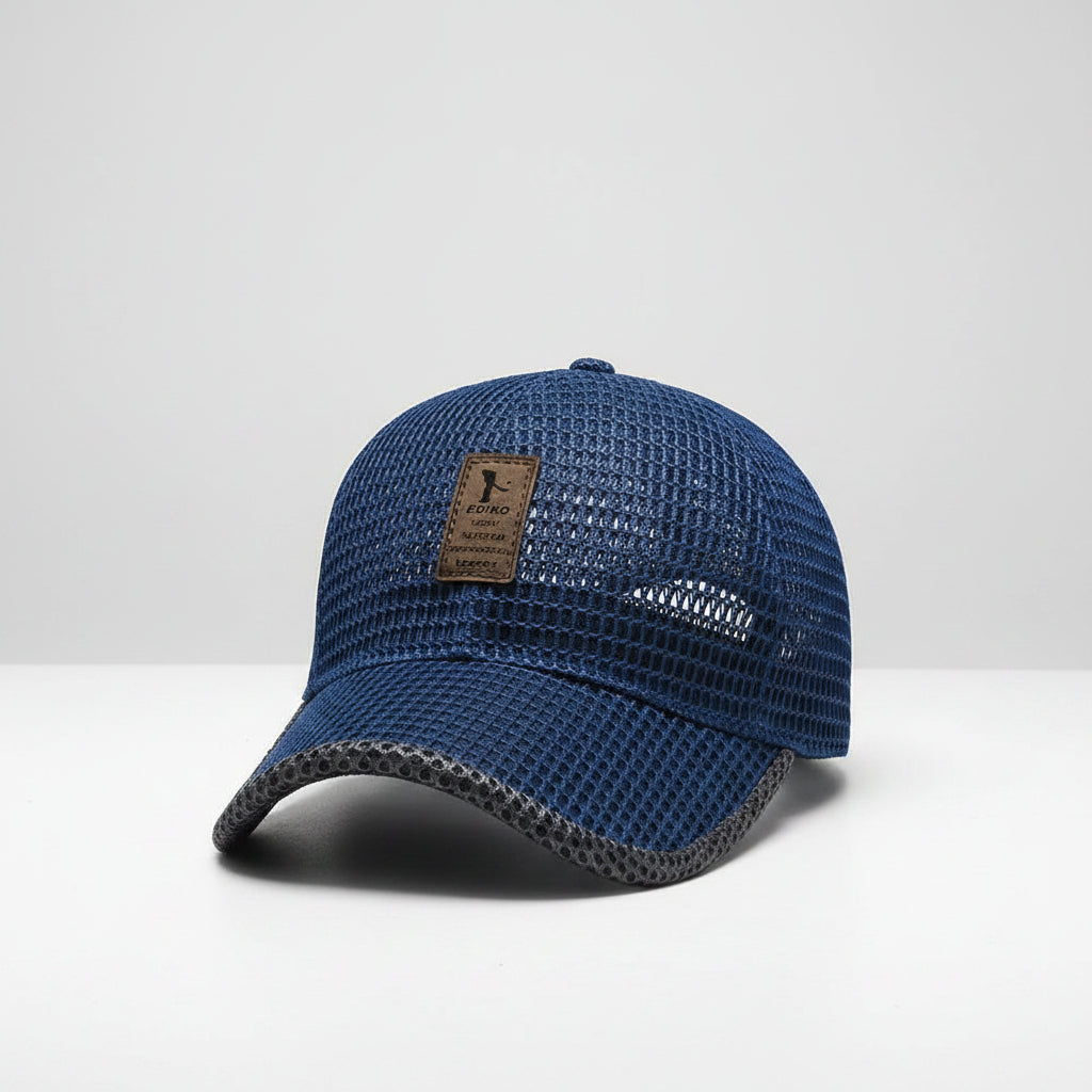 Men's Breathable Mesh Cap Adjustable Summer Hat with Curved Visor