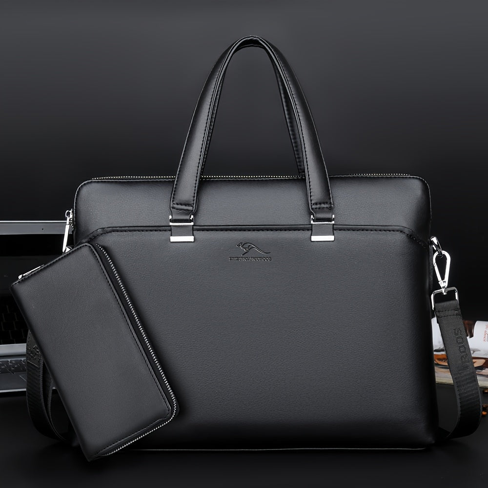 Mens Briefcase Set PU Leather Office Laptop Handbag