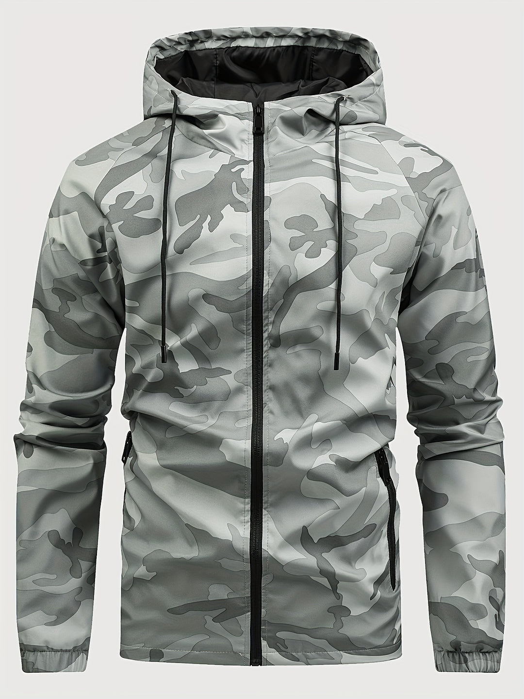 Mens Camouflage Windbreaker Hooded Outdoor Casual Jacket