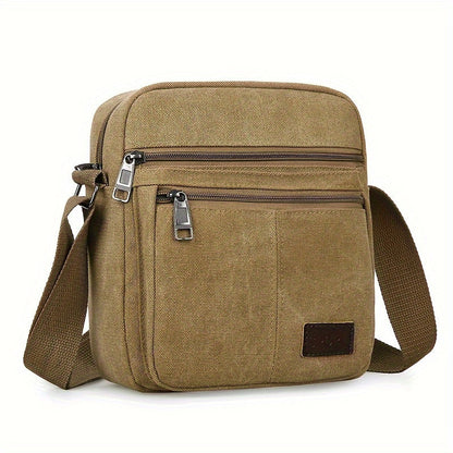 Mens Canvas Shoulder Bag Multi Pocket Casual Crossbody Bag