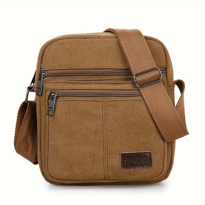 Mens Canvas Shoulder Bag Multi Pocket Casual Crossbody Bag