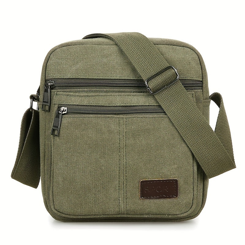 Mens Canvas Shoulder Bag Multi Pocket Casual Crossbody Bag