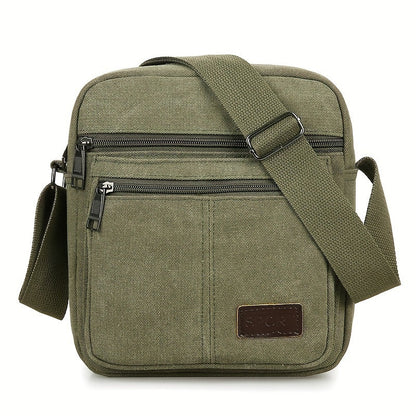 Mens Canvas Shoulder Bag Multi Pocket Casual Crossbody Bag