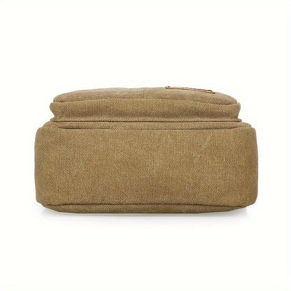 Mens Canvas Shoulder Bag Multi Pocket Casual Crossbody Bag