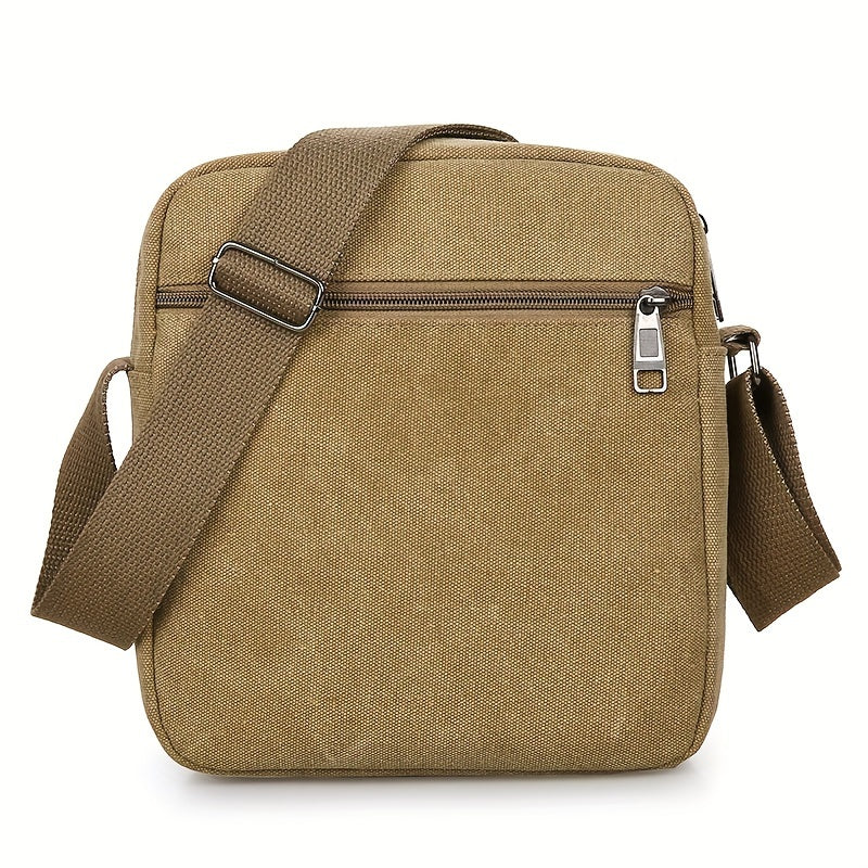 Mens Canvas Shoulder Bag Multi Pocket Casual Crossbody Bag