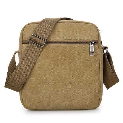 Mens Canvas Shoulder Bag Multi Pocket Casual Crossbody Bag