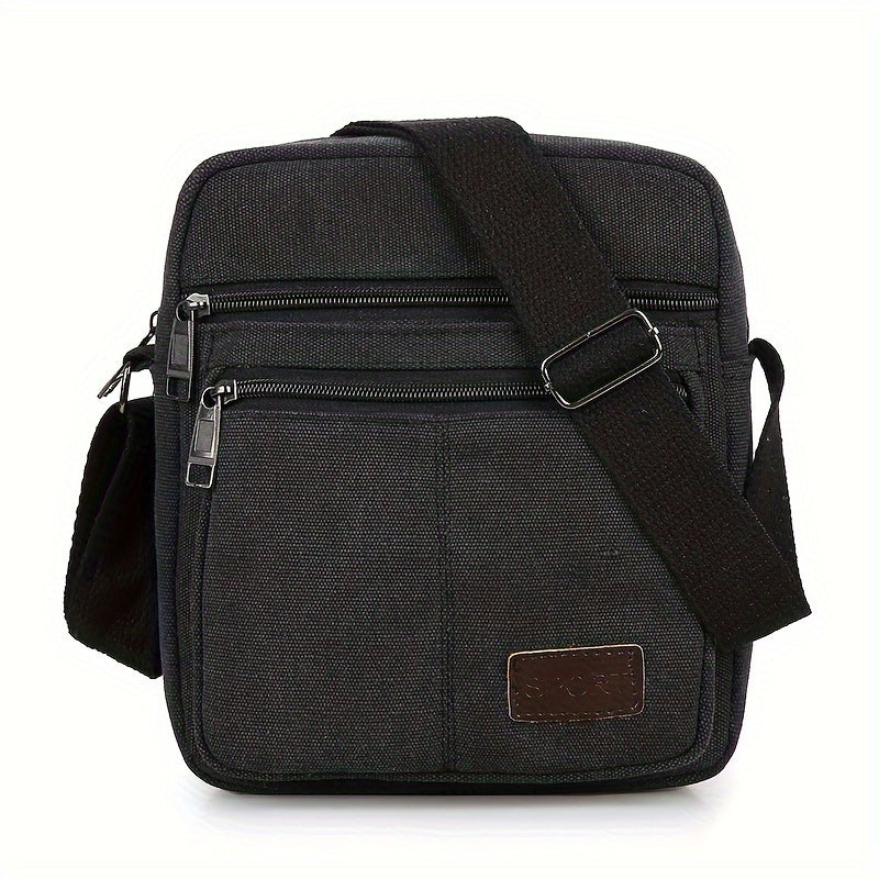 Mens Canvas Shoulder Bag Multi Pocket Casual Crossbody Bag