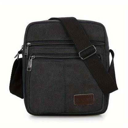 Mens Canvas Shoulder Bag Multi Pocket Casual Crossbody Bag