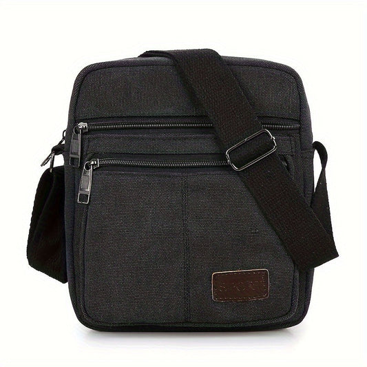 Mens Canvas Shoulder Bag Multi Pocket Casual Crossbody Bag