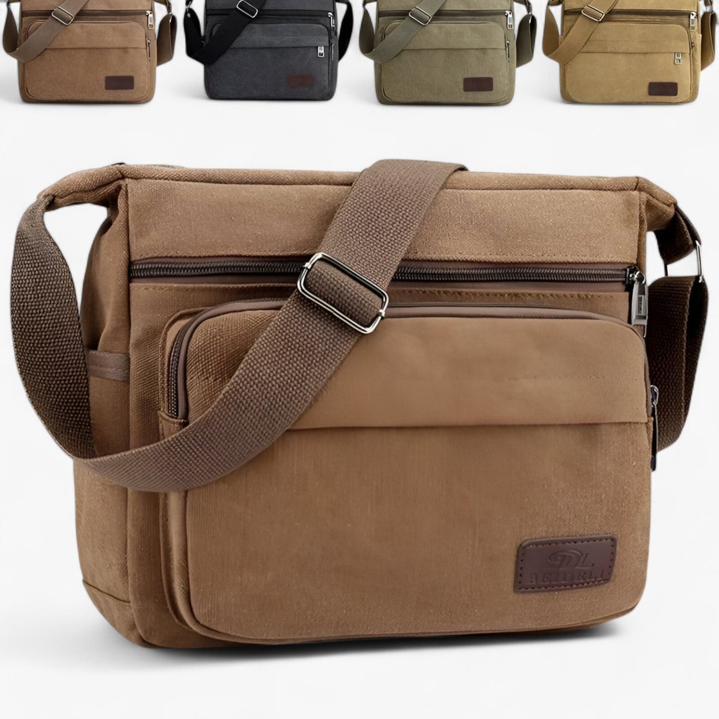Mens Canvas Shoulder Bag Multifunction Crossbody Travel Messenger