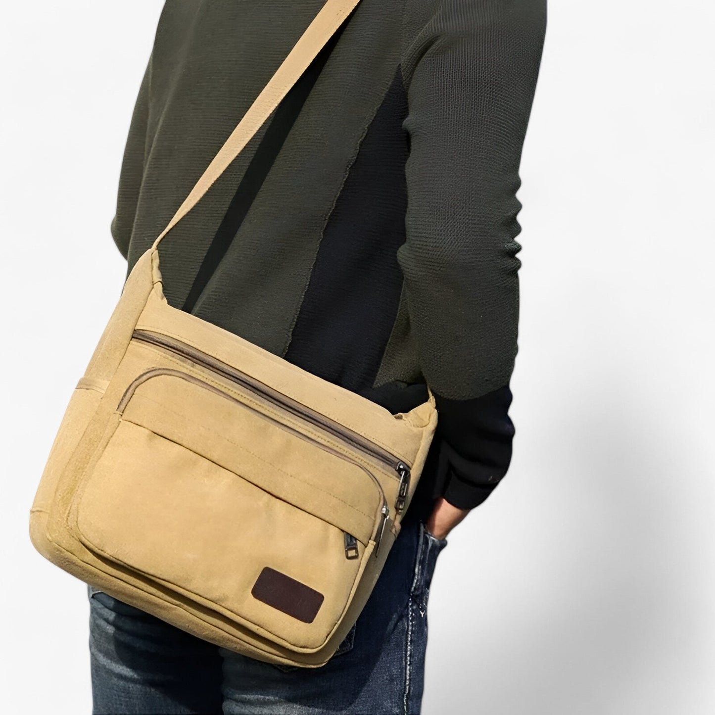 Mens Canvas Shoulder Bag Multifunction Crossbody Travel Messenger