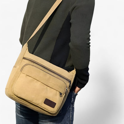 Mens Canvas Shoulder Bag Multifunction Crossbody Travel Messenger