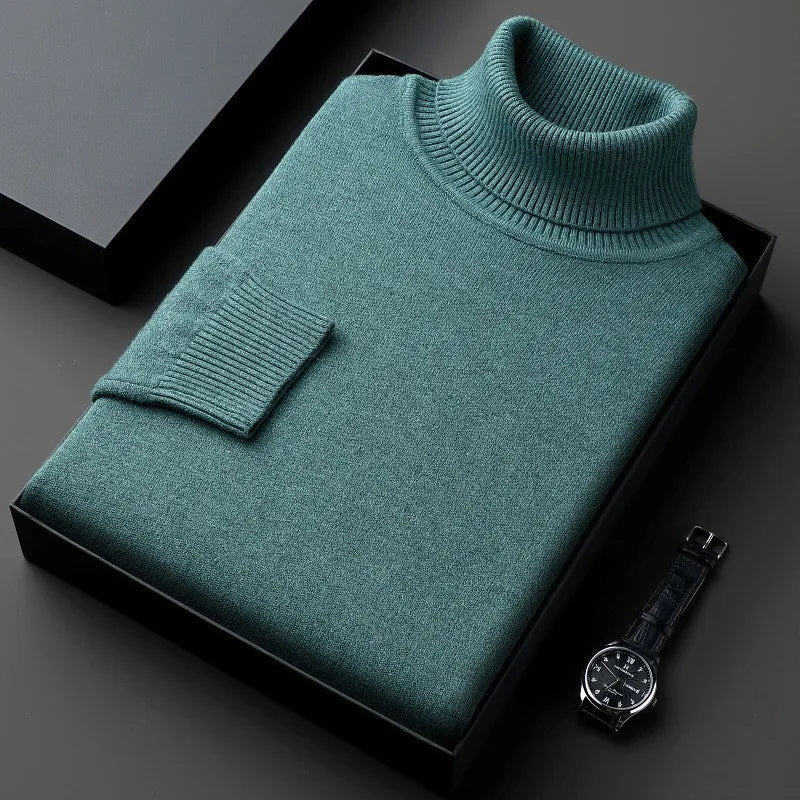 Mens Cashmere Turtleneck Sweater Classic Fit Pullover