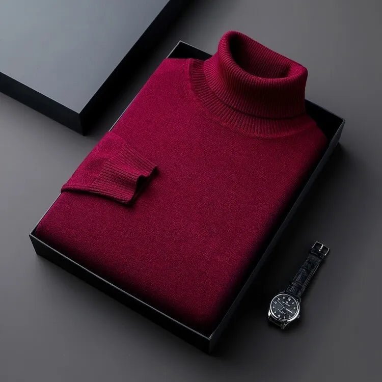 Mens Cashmere Turtleneck Sweater Classic Fit Pullover