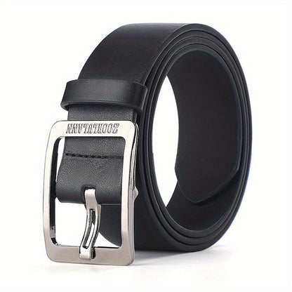 Mens Casual PU Leather Belt Square Buckle Jeans Strap
