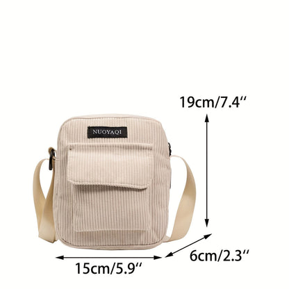 Mens Corduroy Crossbody Bag Multi Pocket Casual Shoulder Bag