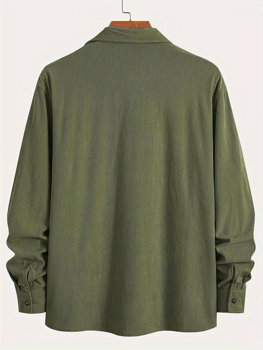Mens Corduroy Shirt Jacket Casual Button Up Overshirt