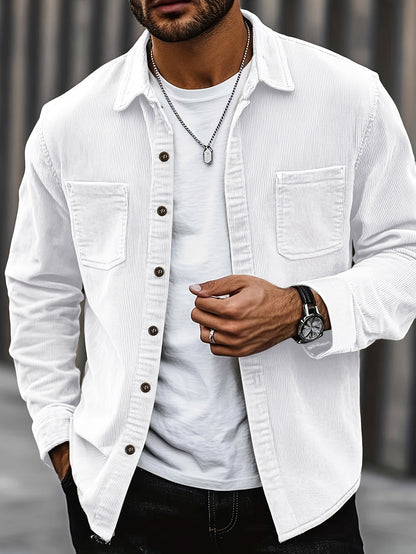 Mens Corduroy Shirt Jacket Casual Button Up Overshirt