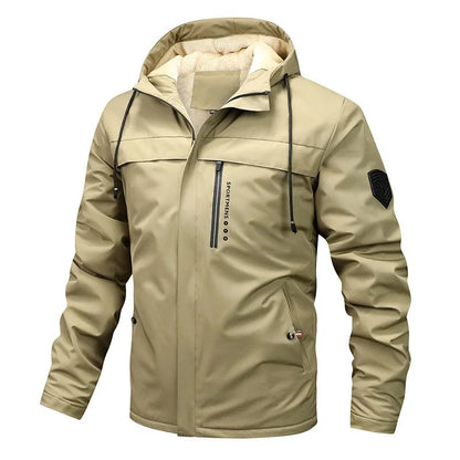 Mens Fleece Quilted Jacket Hooded Outdoor Zip Coat