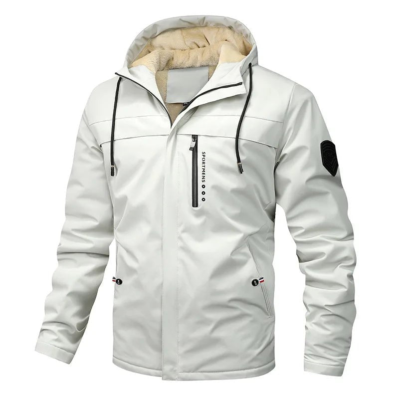 Mens Fleece Quilted Jacket Hooded Outdoor Zip Coat