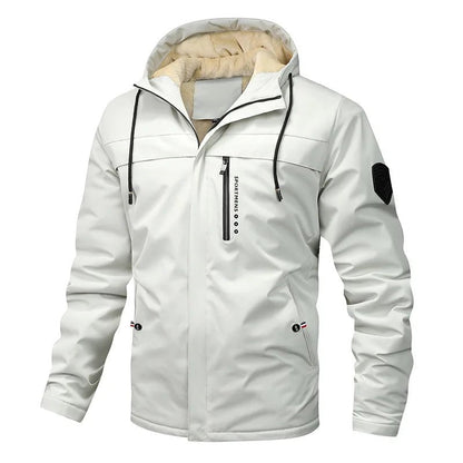 Mens Fleece Quilted Jacket Hooded Outdoor Zip Coat