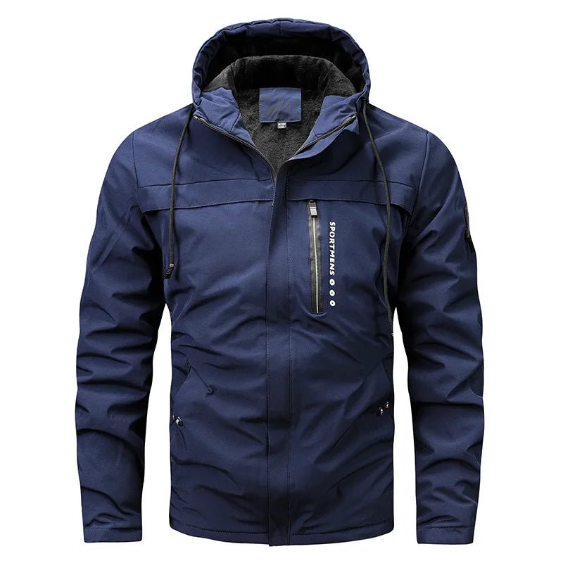 Mens Fleece Quilted Jacket Hooded Outdoor Zip Coat